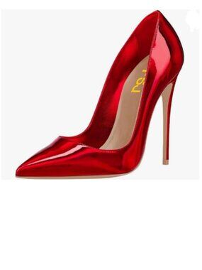 FSJ Red-mirror Pointed Toe Pumps High Heel Sexy Stilettos Slip On Office Shoes